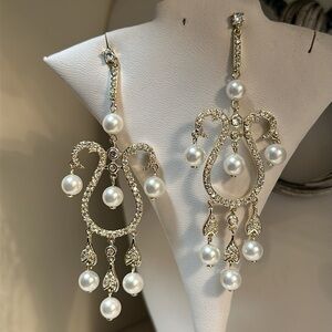 Elegant Pearl and Crystal Drop Earrings